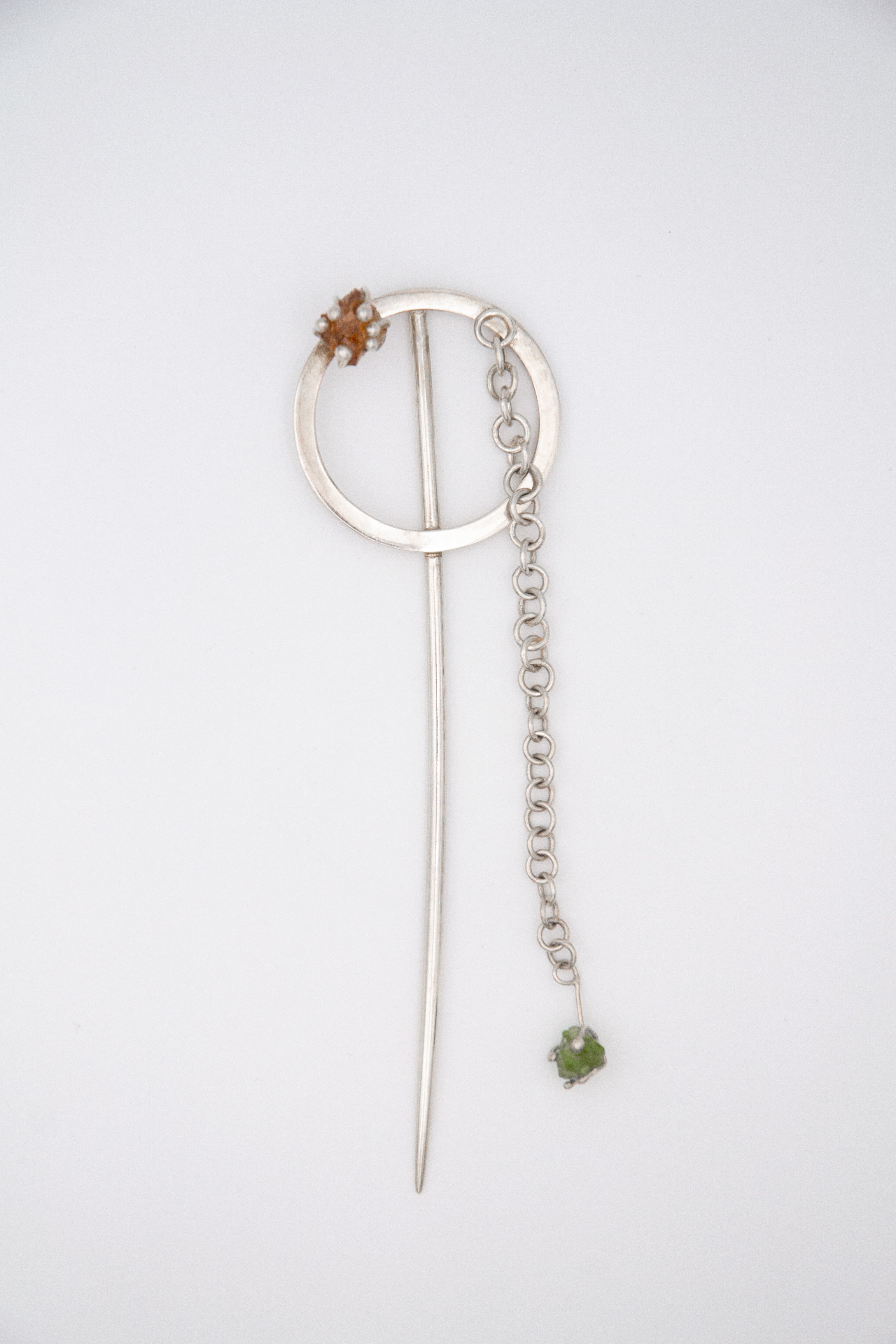 Hairpin or brooch with rough stones